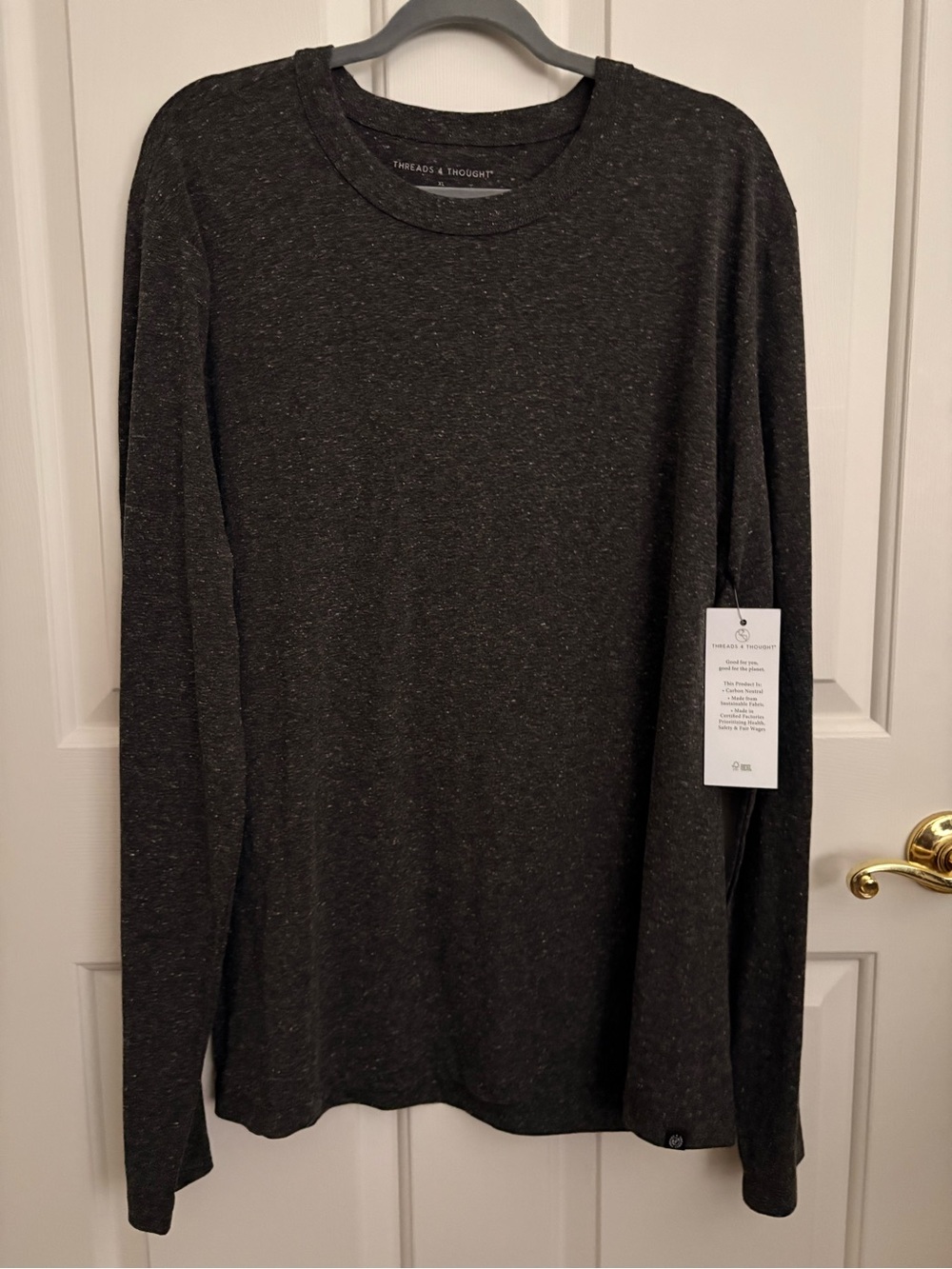 Threads 4 Thought Men's Long-Sleeve Crewneck Shirt - Dark Charcoal